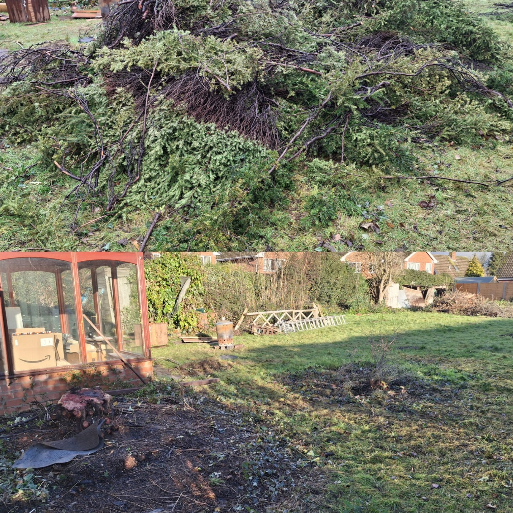 Garden waste clearance before and after